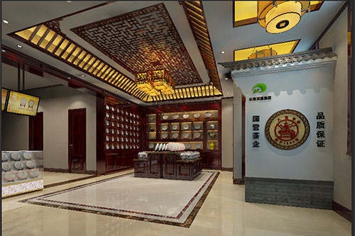 宝鸡古朴典雅的中式茶叶店大堂设计效果图