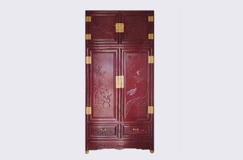 宝鸡高端中式家居装修深红色纯实木衣柜